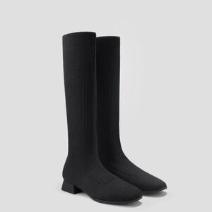 Square-Toe Water Repellent Wool Knee-High Boots (Tara 2.0)